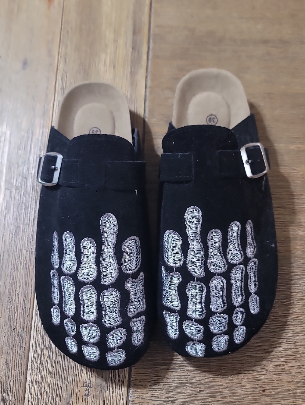 Brand New- Never Worn Black Suede Skeleton Clogs